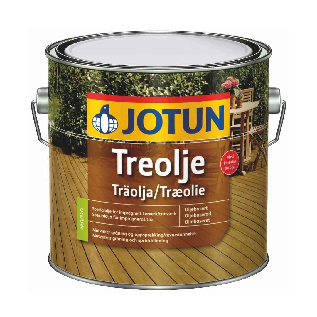Jotun_traolja_klar_1080x1080 Jotun Träolja Klar som du kan behandla ditt tralldäck med. Innehåller lösningsmedel.