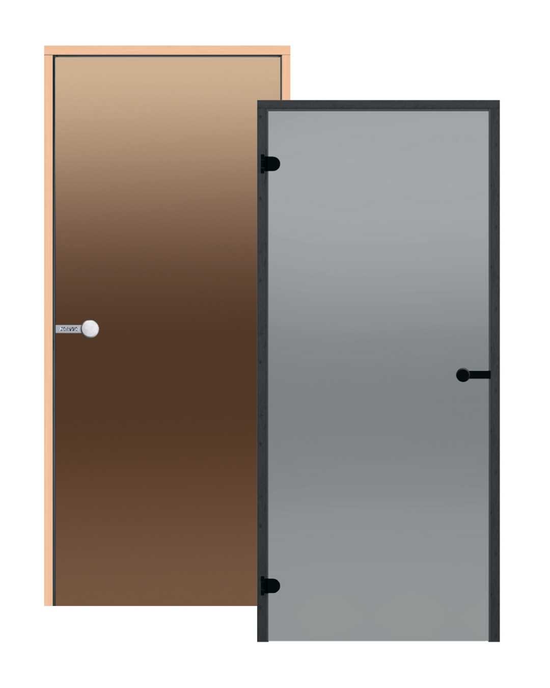 Glasdörrar till bastu i olika utföranden från Harvia