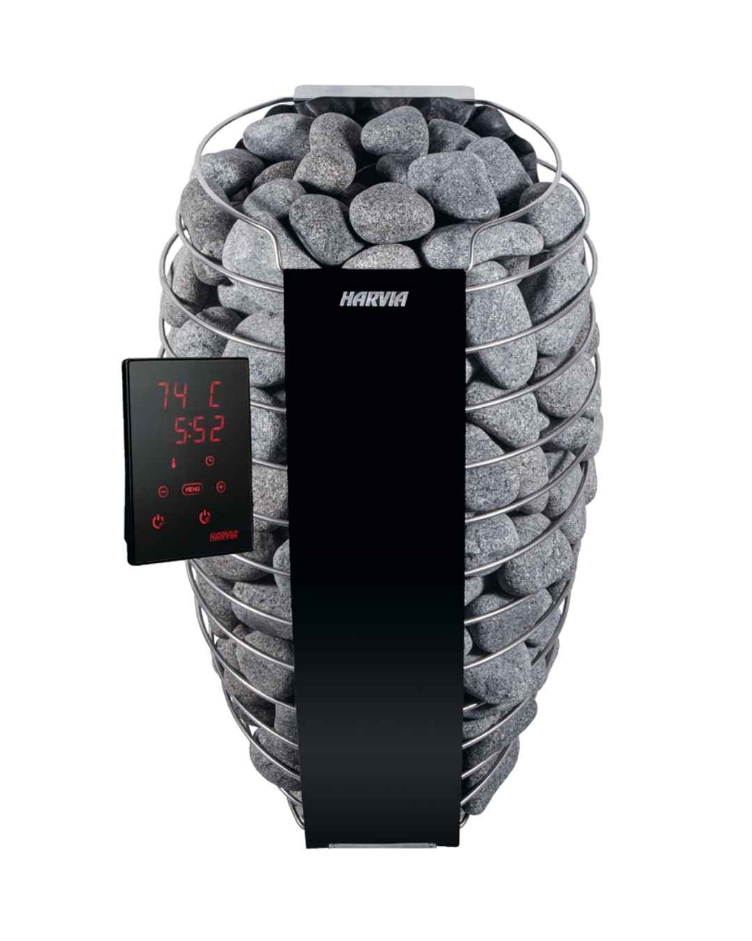 Ett elaggregat med digital styrenhet från<br />
Harvia, modell Spirit SP60XW 6,0 kW WiFi svart