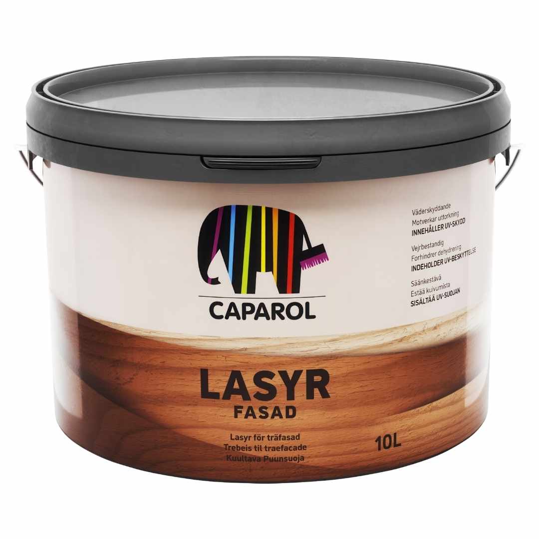 Caparol Lasyr är en lasyrfärg för träfasad och snickeri.