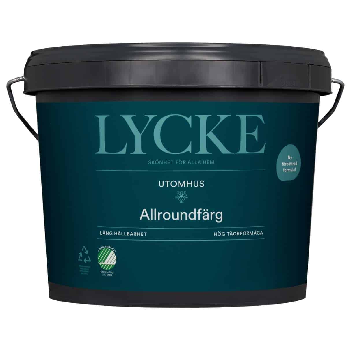 Lycke Reko Allround är en vattenbaserad utomhusfärg som innehåller alkydolja (alkydmodifierad akryl – hybrid).